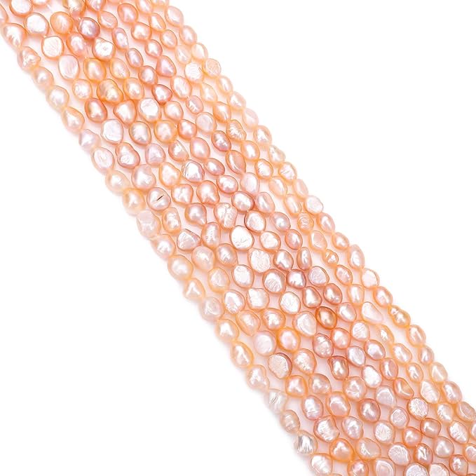 Natural Pearl Beads 7-8mm Pink Freshwater Cultured Loose Gemstone Beads for DIY Jewelry Making 13.8''/Strand