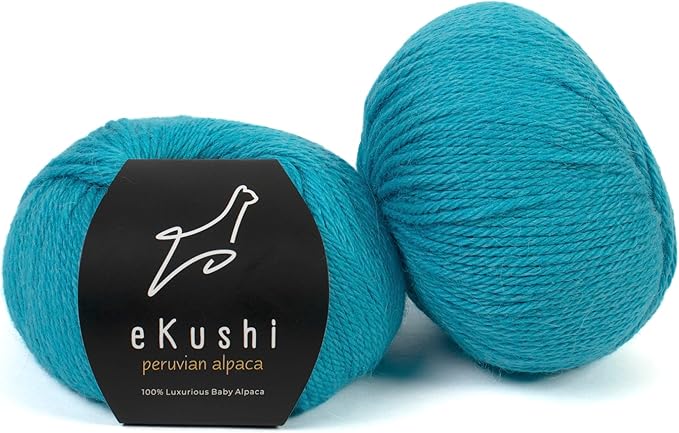 100% Baby Alpaca Yarn for Knitting & Crocheting - Set of 2 Skeins of Premium Yarn DK - Lightweight, Hypoallergenic & Thermal Peru Made - Ideal for Delicate Projects (BL799 - Cyan Blue)