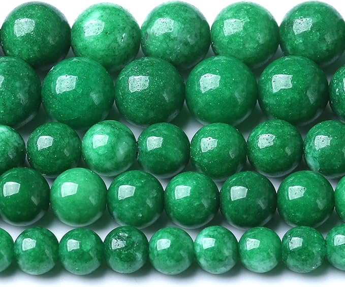 8MM Blackish Green Cloudy Chalcedony Stone Beads Round Loose Beads for Jewelry Making Bracelet Necklace 90pcs 2 Strands 32"