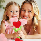 10 Pcs Plush Heart Flower Stuffed Bendable Stems Plush Bouquet Toy Soft Rose Flower 12.6 Inch for Christmas 2025 Mother's Day Girl Girlfriend Wife(Red and Pink Heart)