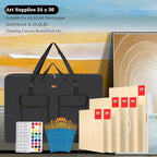 Hard Side Art Portfolio Case 24 X 36, Heavy Duty Art Carrying Bag With Metal Rigid Frame,Sturdy Fabric For Artwork,Photography,Canvas,Boards,Screen Monitors (Black)