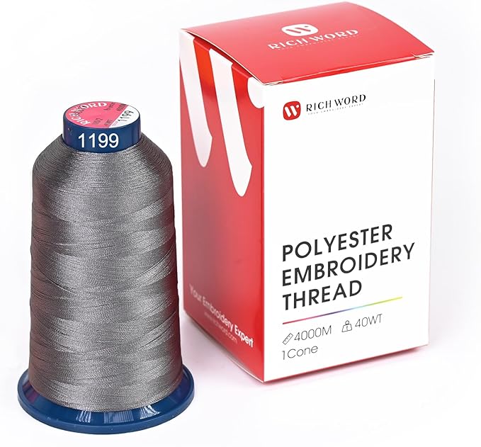 Richword Selected Grey Embroidery Thread 4000M(4374Y) 40WT Polyester Thread 100 Colors Selected for Commercial Multi Needles and Single Needle Embroidery Machine 1199