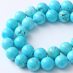 6MM Natural Turquoise Gemstone Beads Blue Stone Round Loose Beads for Jewelry Making Bracelet 120pcs 2 Strands 32"