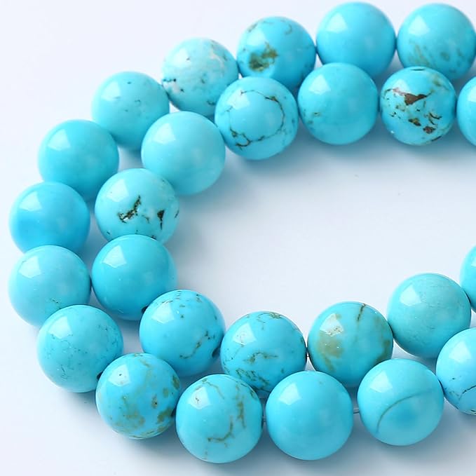 8MM Natural Turquoise Gemstone Beads Blue Stone Round Loose Beads for Jewelry Making Bracelet 90pcs 2 Strands 32"