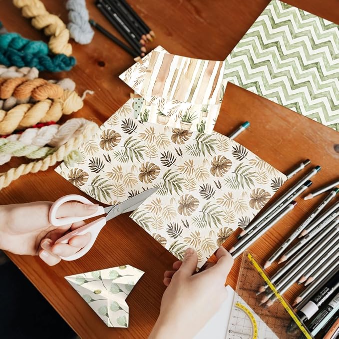 Scrapbook Paper 12x12, 24 Sheets Double-Sided BOHO Patterned Assorted Colors Decorative Crafting Paper for Origami Classroom Crafting Projects