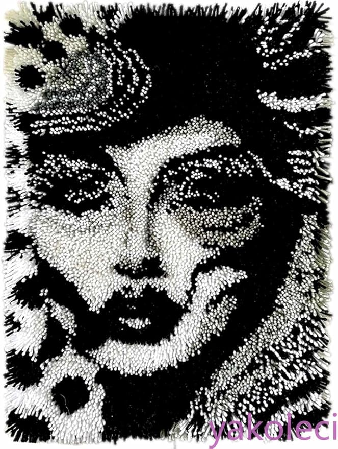 YAKOLECI Latch Hook Kits for Adults, Color Printed DIY Rug Crafts Arts Carpet for Home Decoration Festival Gift (Large Gaze)