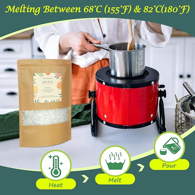 SWIGRANCE Soy Wax Pellets 2LBS / 908g, Natural Soy Candle Wax Candle Making Supplies, for Making Pillars, Container and Molded Candles, Cire de SOJA