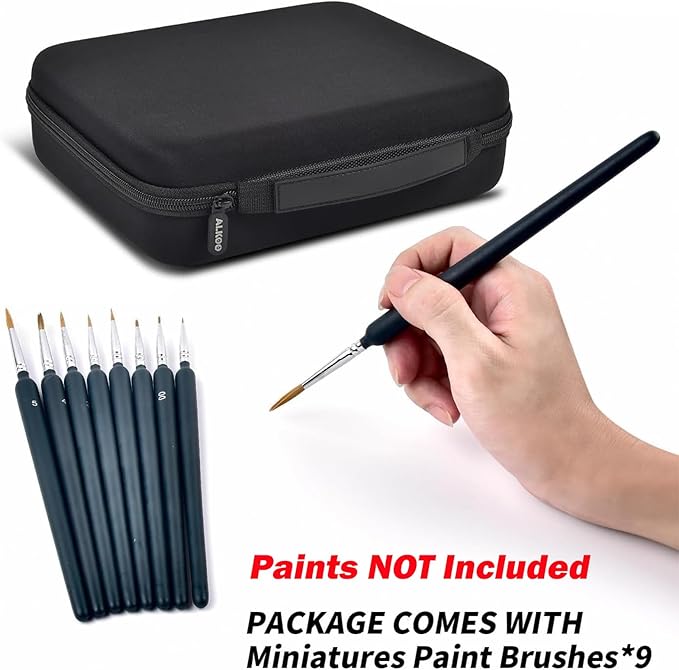 ALKOO Model Paint Storage Case for Testors Paint Set, Paints Organizer Carrying Bag Holds 42 Bottles with 9 Fine Detail Miniatures Brushes, Enamel Container, Drawing Ink Holder- Box Only (Grey)