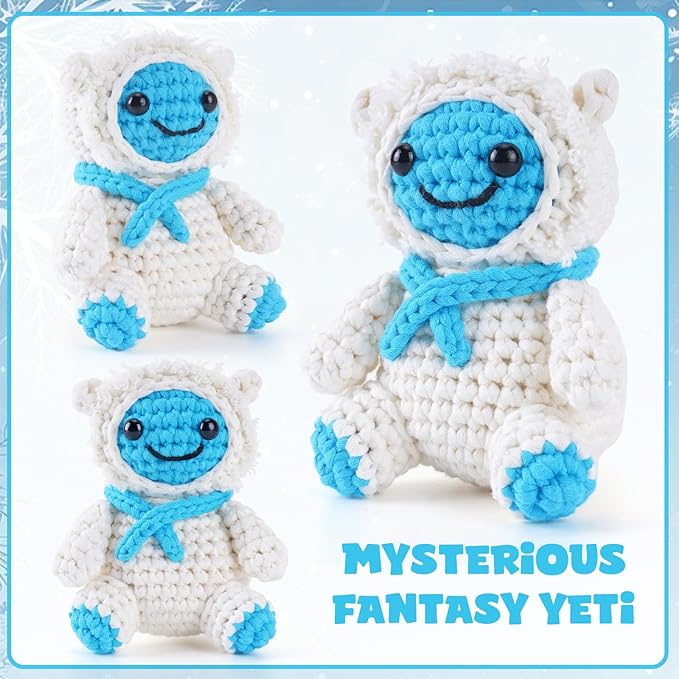 CrochetBox Christmas Crochet Kit for Beginners - Snowman Starters Crochet Kit, Beginners Crocheting Kitting for Adults Teen, Gifts with Crochets Yarns, Hook, Step-by-Step Video, Instruction