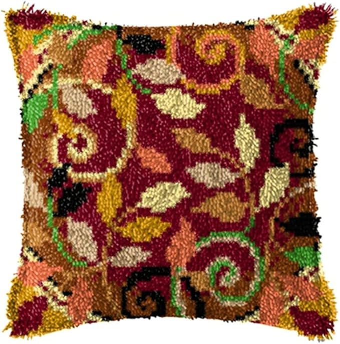 LAPATAIN Latch Hook Kits for DIY Throw Pillow Cover,Flower Needlework Cushion Cover Hand Craft Crochet 17x17inch