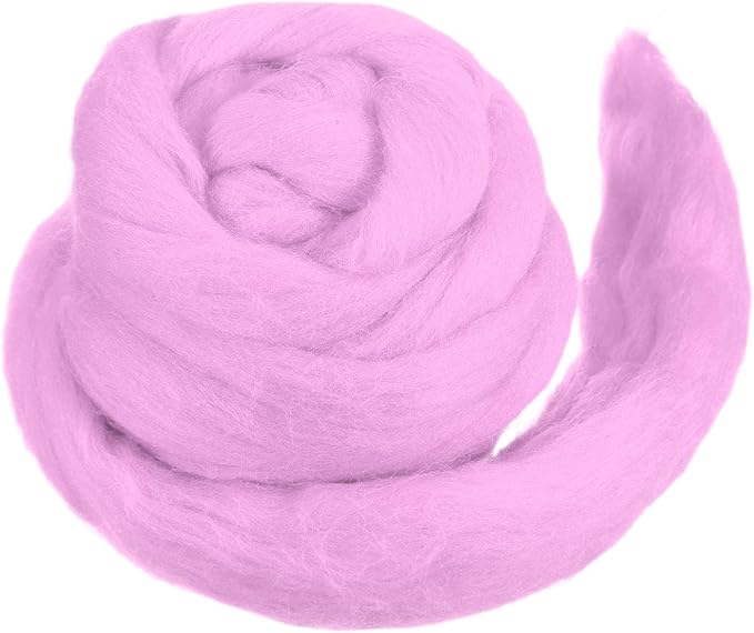MECCANIXITY Wool Roving Yarn Soft Felting Wool 50g/1.76oz Pure Chunky Roving Yarn for Needle Felting Knitting Blanket Spinning Weaving Art DIY Craft Dark Pink