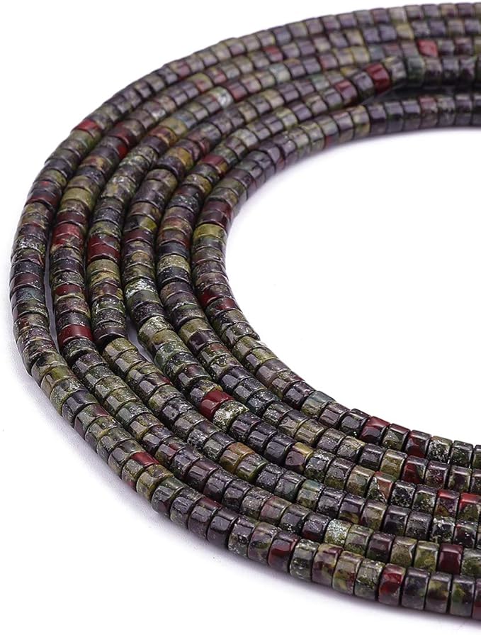 Natural Dragon Blood Jasper Spacer Beads Caps Loose Semi Gemstone for Beading Jewelry Making 4mmx2mm 38cm