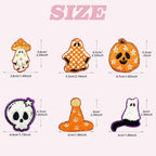 Halloween Ghost Iron on Patches 6Pcs Pumpkin Chenille Embroidery Sew on Stickers Cat Skull Plaid Applique for DIY Crafts T Shirt Clothing Jackets Backpacks Jeans Party Decorations Accessories