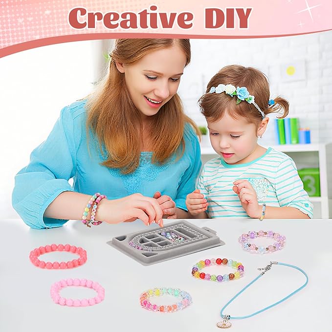Extpro Charm Bracelet Making Kit, 1410pcs DIY Jewelry Making Kit with Box & Bead Board, Unicorn Gifts Arts and Crafts Toys for 8-12 Years Old Girls Festival Birthday