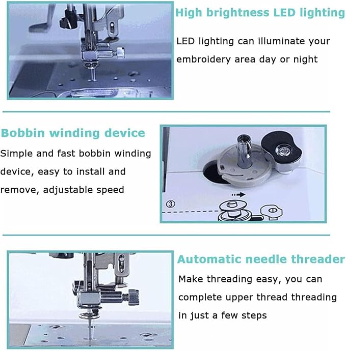 Automatic Sewing Machine Electric Embroidery Machine 158 Built-in Designs, 7" Touch Screen, Capable of Embroidering on 3D Caps, Flat, T-Shirt and More Sewing Made Easy
