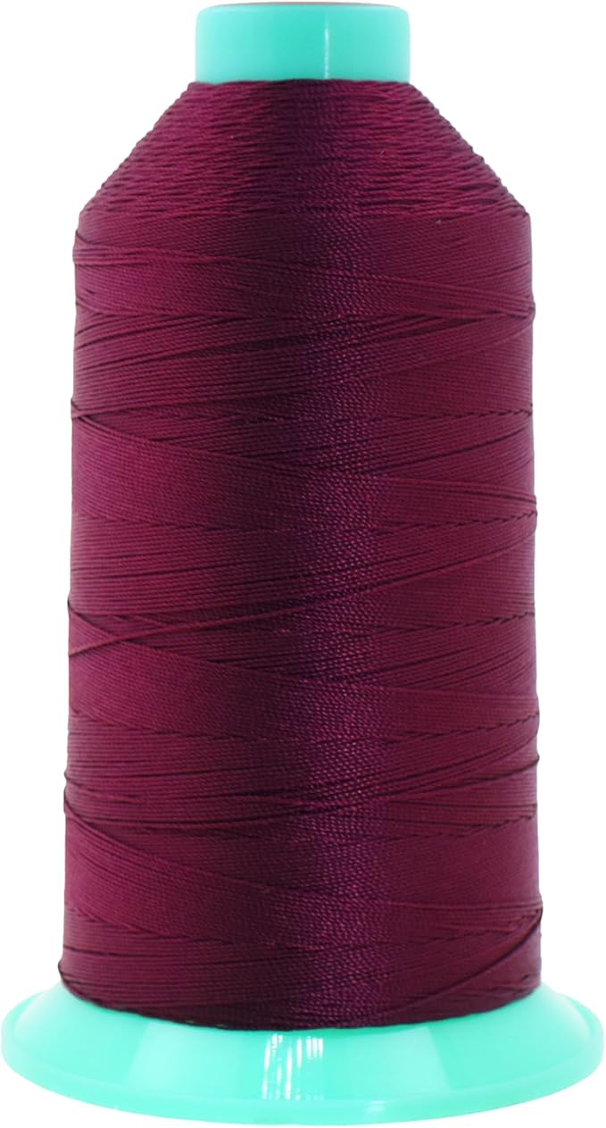 Mandala Crafts Bonded Nylon Thread Burgundy Heavy Duty Sewing Threads - 1250 YDs Size 138 420D T135 Tex 135 Thread for Leather Jeans Weaving Outdoor Marine Upholstery Threads