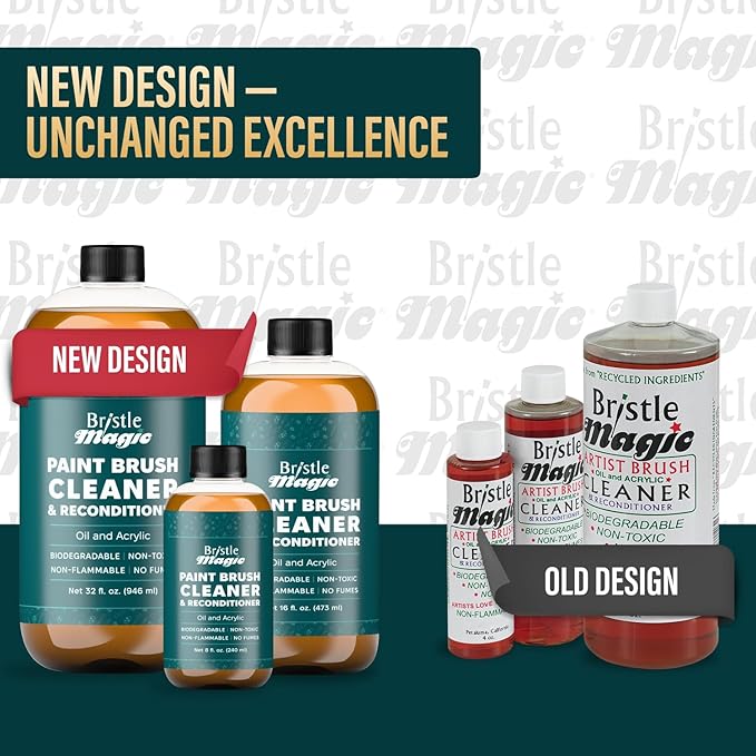 Oil Paint Brush Cleaner and Restorer - Paintbrush Cleaner for Acrylic, Oil, and Glass Paints-Biodegradable, Non-Toxic, Odorless, Eco-Friendly, Quick-Clean Formula Paint Remover (8 Fl Oz)