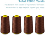 Brown Serger Thread All-Purpose Thread for Sewing, Polyester, 4 Cones of 3000 Yards Each Spool for Sewing Machine