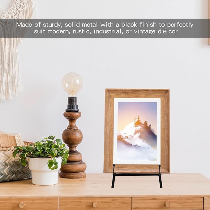 Leinuosen 1 Pcs Metal Easel Stand 16.5" H x 8.7" W x 4.3" D Table Top Easel Stand for Display Tripod Art Picture Mirror Modern Plate Holder for Display Book Photo Wedding Sign (Black)