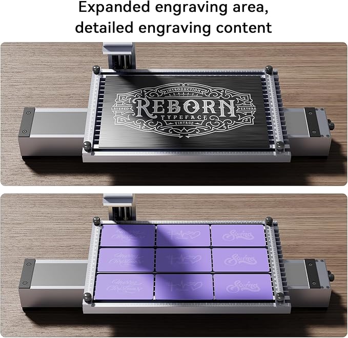 Longer Nano Slide Extension for Nano Series – Expands Laser Engraving Area to 120x330mm, Longer Laser Engraving & Cutting for Laser Engraver, Includes 5 Clamps for Enhanced Stability