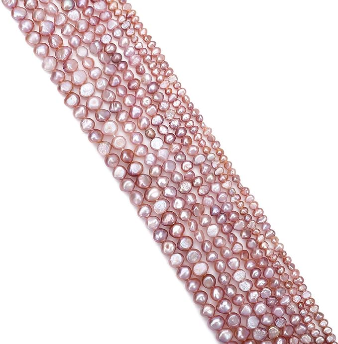 Natural Pearl Beads Side Hole 4-5mm Purple Freshwater Cultured Loose Gemstone Beads for DIY Jewelry Making 13.8''/Strand