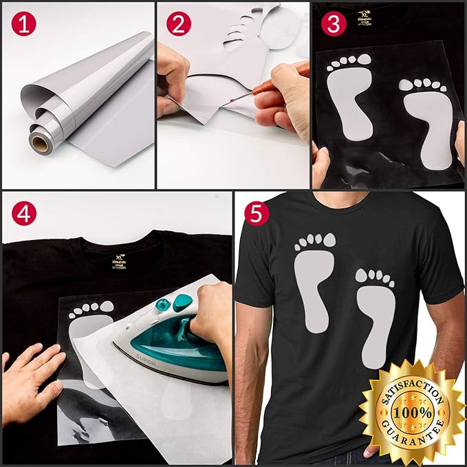 HTV Grey Heat Transfer Vinyl Rolls 12 Inch by 8feet Roll Iron on DIY for T-Shirt Easy to Cut & Weed for Heat Vinyl Design Glossy (8Ft, Grey)