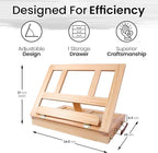 Artistik Mixed Media Easel Art Set – 34-Pc Wooden Desktop Easel Box Paint Set with Acrylic Paints, 3 Canvas Boards & Oil Pastels – Beginners & Artists Painting Kit