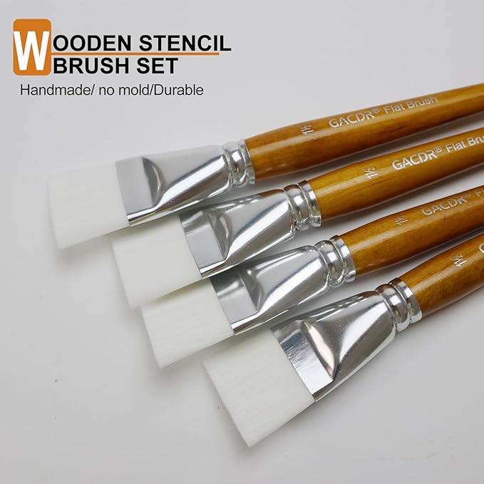 1 1/2 inch Flat Paint Brushes for Acrylic Painting,4 Pieces 38mm Large Craft Basecoating PaintBrushes with Wooden Handle for Acrylic, Oil, Body, Facial mask Brushes