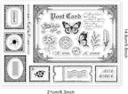 GLOBLELAND Vintage Postcard Clear Stamps Retro Postcard 5.83x8.27inch Decorative Clear Stamps Silicone Stamps for Card Making and Photo Album Decor Decoration and DIY Scrapbooking