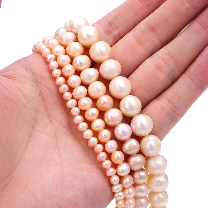 Natural Pearl Beads Potato 4-5mm Pink Freshwater Cultured Loose Gemstone Beads for DIY Jewelry Making 13.8''/Strand