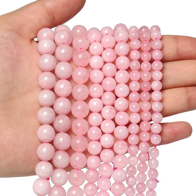 60pcs 6mm Natural Stone Beads Rose Quartz Beads Crystal Gemstone for Jewelry Making, DIY Bracelet Necklace