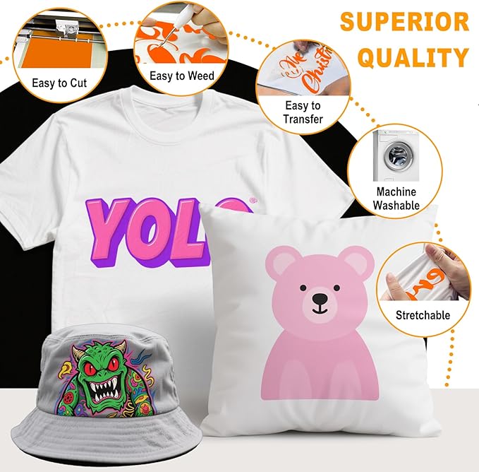 The Accessories Bundle for Cutting Joy Machines, Accessories and Supplies Include Heat Transfer Vinyl, Adhesive Vinyl, Cutting Mat and Weeding Tools for Crafting Starter