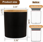 CONNOO 8 Pack 14 OZ Empty Black Glass Candle Jars for Making Candles with Bamboo Lids and Sticky Labels, Bulk Candle Jars for Making Candles - Spice, Powder Containers.