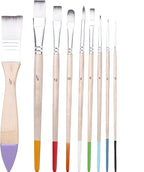 Paint Brushes Set, 1 Pack 9 Pcs Round-Pointed Tip Nylon Hair Artist Acrylic Paint Brushes for Acrylic Painting Oil Watercolor, Face Nail Art, Canvas, Miniature Detailing & Rock Painting