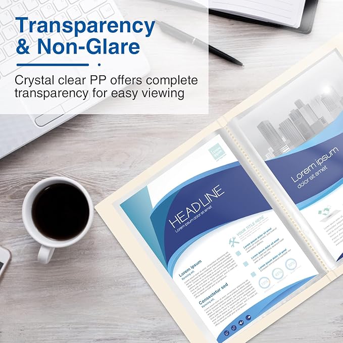 Sooez Art Portfolios 11"x17", Large Portfolio Folder with 30 Pockets & Black Inner Sheets, Display 60 Pages, 11 x 17 Presentation Book for Artwork Storage, Binder with Plastic Sleeves for Artist