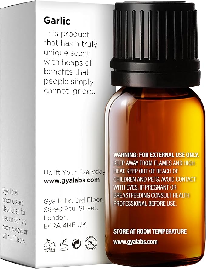 Gya Labs Garlic Essential Oil - 0.34 Fl Oz - for Hair, Skin, Diffuser, Aromatherapy & DIY Candle Making Scent