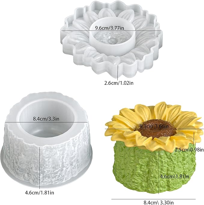 Sunflower Box Cylinder Candle & Resin Mold - Resin Casting Silicone Molds for Home Decor & Candle Making Wave Spiral Mold