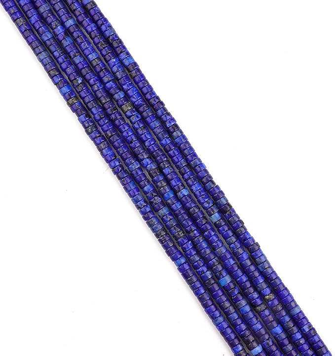 Natural Lapis Lazuli Spacer Beads Caps Loose Semi Gemstone for Beading Jewelry Making 4mmx2mm 38cm