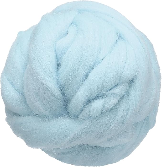 uxcell 3.53oz Wool Roving Yarn, Needle Felting Wool Fiber DIY Craft Needle Wet Felting Supplies for Blending Weaving Handcrafts, Blue