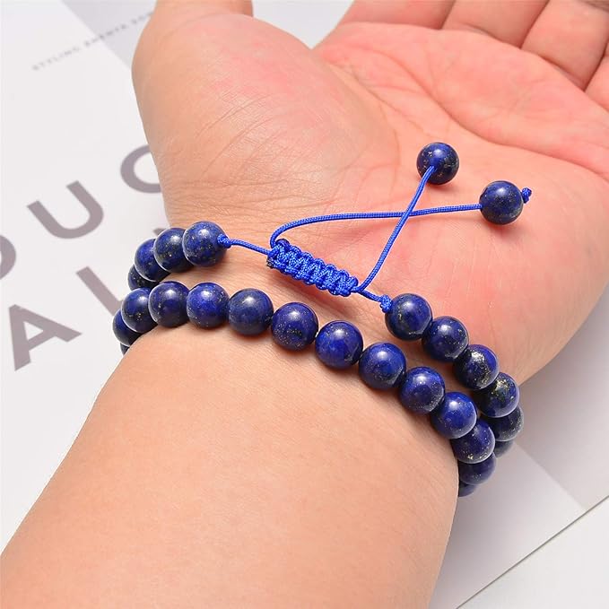 NCB 100PCS 8mm Natural Lapis Lazuli Beads Gemstone Round Loose Stone Beads Spacer Beads for Jewelry Making with Crystal Stretch Cord (Lapis Lazuli, 8mm 100Beads)