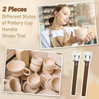 Therwen 2 Pcs Sculpture Scraper Pottery Carving Tool Pottery Cup Handle Shape Clay Extruder Tool Teacup Mug Handgrip Clay Cutters with Wooden Handle for Ceramic Sculpture Craft(Simple Style)