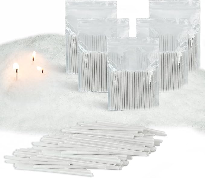 500-Pack Pearled Candle Cotton Wicks for Sand Candles Making - 2 Inch MANNYCOM Metal-Free and Lead-Free Refill Sand Wax Wick for Making DIY (White)