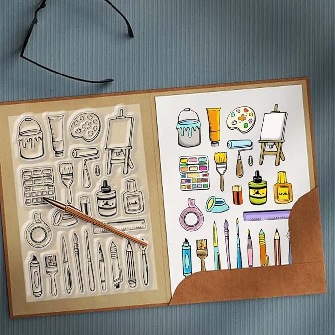 CHGCRAFT Painting Tools Clear Stamps Cake Transparent Silicone Stamps Brushes Brushboard Silicone Clear Stamp for Cards Making DIY Scrapbooking Album Photo Journal