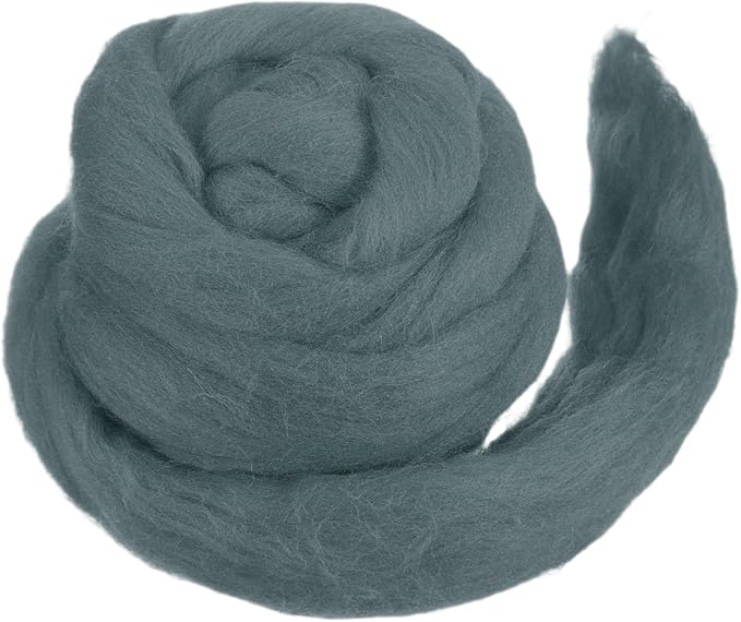 MECCANIXITY Wool Roving Yarn Soft Felting Wool 50g/1.76oz Pure Chunky Roving Yarn for Needle Felting Knitting Blanket Spinning Weaving Art DIY Craft Dark Grey