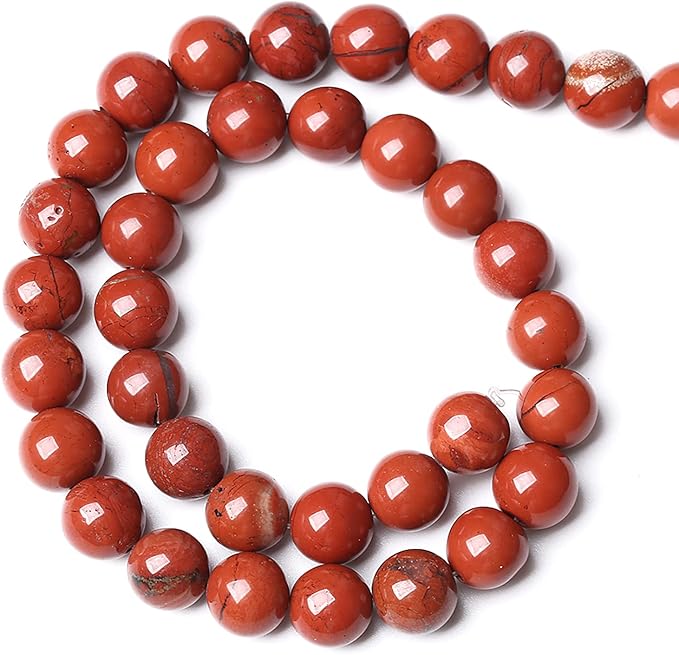 8MM 45PCS Natural Stone Chinese Red Jaspers Spacer Beads for Jewelry Making DIY Bracelet