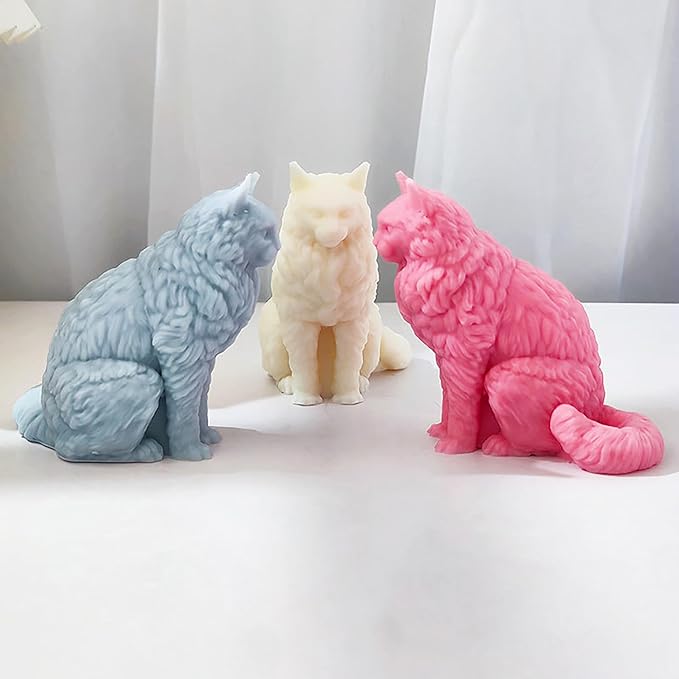 3D Cat Mold Cat Candle Mold Animal Mold Cat Resin Casting Mold Resin Making Molds Silicone Mold for Candle Home Decorate Mold Candle Making Mold 3D Animal Mold
