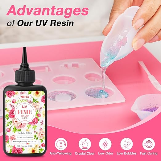 300g UV Resin Kit with Light and Molds, Arts and Crafts for Adults, Jewelry Making Kit for DIY Keychain, Earring and Necklace