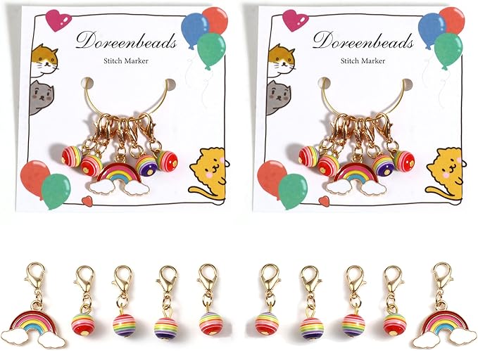 DoreenBeads Stitch Markers for Crocheting and Knitting, Alloy Enamel Crochet Marker Crochet Gifts for Knitting Weaving Sewing Accessories Quilting Jewelry Making