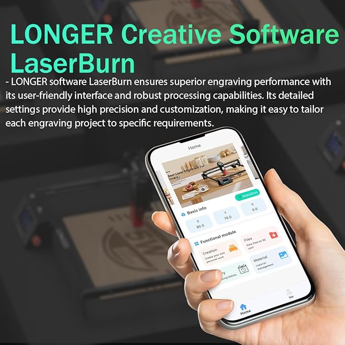 Longer RAY5 New Upgrade Laser Engraver, Laser Cutter 10W Output Power, Engraving Speed Up to 24,000 mm/min, 3.5” Color Touch Screen, App Offline Control, DIY Engraver Tool for Metal/Glass/Wood