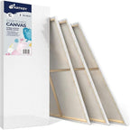 Stretched Canvases for Painting 8x24 Inch 5-Pack, 12.3 oz Triple Primed Acid-Free 100% Cotton Long Blank Canvas, Art Canvases for Oil Paint Acrylics Pouring & Wet Art Media, Pour Painting